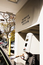 USA, New Jersey, Livingtson, Drive thru bank with automated teller.