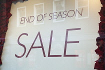 Business, Shops, Shopping, Sale signs in window display.