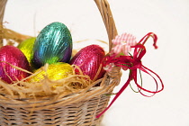 Festivals, Religious, Easter, Chocolate eggs in basket.