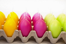 Festivals, Religious, Easter, Coloured egg shaped candles in carton.