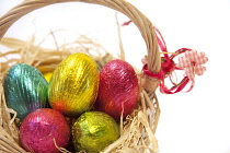 Festivals, Religious, Easter, Multi coloured choclate eggs in carton.