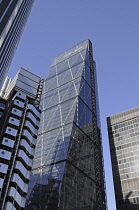 England, London, The Modern skyline of the City of London with The Cheesegrater and Lloyds of London Buildings.