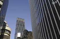 England, London, The Modern skyline of the City of London with The Cheesegrater and Walkie Talkie Buildings.