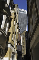 England, London, The view from Lovat Lane to the Walkie Talkie Building City of London.