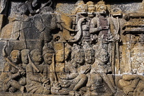Indonesia, Java, Borobudur, Bas-relief, showing an elephant.