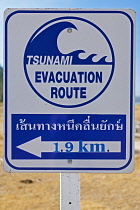 Weather, Climate, Tsunami evacuation route sign, Thailand.