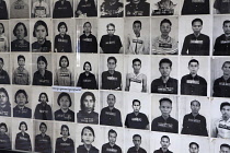 Cambodia, Phnom Penh, Photos of victims, Toul Sleng Genocide Museum S-21. Toul Sleng was a high school, taken over by the Khmer Rouge and turned into a prison, where people were tortured and murdered.