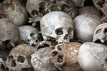 Skulls at the Choeung Ek Memorial stupa for victims of the killing fields of the Khmer Rouge