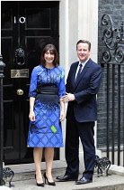 General Election 2015 David and Samantha Cameron on the steps of number ten Downing Street.    Photo Sean Aidan    08/05/15
