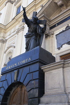 Poland, Warsaw, Old Town, Krakowskie Przedmiescie, Statue outside the Church of the Holy Cross.