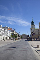 Poland, Warsaw, Old Town, Krakowskie Przedmiescie, View along street toward the Academy of Sciences.