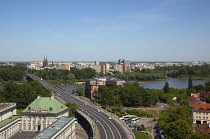 Poland, Warsaw, Old Town, View from the top of St Annes tower toward the eastern part of the city.