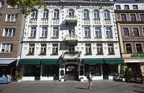 Poland, Warsaw, Chielna, Exterior of fashion stores.