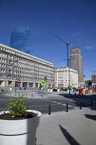 Poland, Warsaw, Plac Powstancow Warzawy, Modern office buildings.