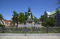 Poland, Warsaw, Old Town, Krakowskie Przedmiescie, Monument to Adam Mickiewicz.