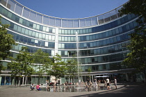 Poland, Warsaw, Plac Marszalka Jozefa, Fountains in the centre of the modern Metropolitan building.