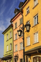 Poland, Warsaw, Colourful facades in Plac Zamkowy or Castle Square.