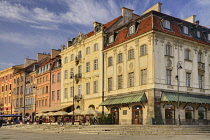 Poland, Warsaw, Another row of facades on Krakowskie Przedmiecie off Castle Square.