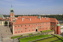 Poland, Warsaw, Royal Castle seen from St Anne's Church Viewing Tower.