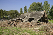 Poland, Auschwitz-Birkenau State Museum, Birkenau Concentration Camp, Ruins of gas chamber and crematorium Number 2 destroyed by the Nazis before evacuating the camp.