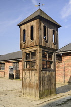 Poland, Auschwitz-Birkenau State Museum, Auschwicz Concentration Camp, Assembly Square with SS guards booth.