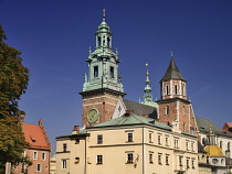 Poland, Krakow, Wawel Hill, Wawel Cathedral, Clock tower.