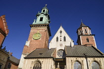 Poland, Krakow, Wawel Hill, Wawel Cathedral, Clock tower.