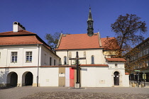 Poland, Krakow, Church of St  Giles with Katyn Memorial Cross out in front.