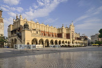 Poland, Krakow, Rynek Glowny or Main Market Square, General view of the square with Sukiennice or The Cloth Hall.