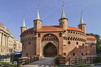 Poland, Krakow, Old Town, Barbakan or Barbican, Defensive gate.