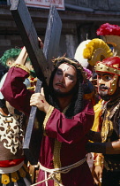 Philippines, Marinduque Island, Religious procession re-enacting the crucifxion of Jesus Christ at Easter.