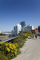 USA, New York State, New York City, Manhattan, The High Line public park on disused elevated railway track in the meat packing district.