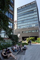 USA, New York State, New York City, Manhattan, The High Line public park on disused elevated railway track in the meat packing district.