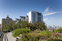 USA, New York State, New York City, Manhattan, The High Line public park on disused elevated railway track in the meat packing district.