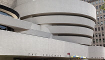 USA, New York State, New York City, Manhattan, Exterior of the Solomon R Guggenheim Museum on 5th Avenue.