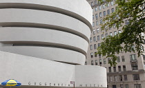 USA, New York State, New York City, Manhattan, Exterior of the Solomon R Guggenheim Museum on 5th Avenue.