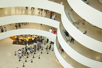 USA, New York State, New York City, Manhattan, Interior of the Solomon R Guggenheim Museum on 5th Avenue.