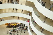 USA, New York State, New York City, Manhattan, Interior of the Solomon R Guggenheim Museum on 5th Avenue.