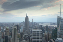 USA, New York State, New York City, Manhattan, City skyline seen from top of the Rockefeller Center.