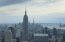 USA, New York State, New York City, Manhattan, City skyline seen from top of the Rockefeller Center.