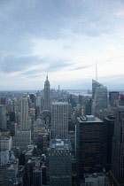 USA, New York State, New York City, Manhattan, City skyline seen from top of the Rockefeller Center.