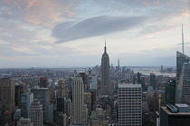 USA, New York State, New York City, Manhattan, City skyline seen from top of the Rockefeller Center.