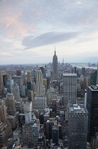 USA, New York State, New York City, Manhattan, City skyline seen from top of the Rockefeller Center.