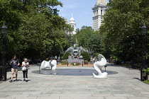 USA, New York State, New York City, Manhattan, Sculpture in park outside city hall.