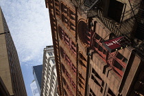 USA, New York State, New York City, Manhattan, Exterior of Les Halles Bistro in John Street.