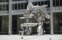 USA, New York State, New York City, Manhattan,  Jean Dubuffet's sculpture Group Of Four Trees outside the offices of Chase Manhattan bank.