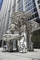 USA, New York State, New York City, Manhattan,  Jean Dubuffet's sculpture Group Of Four Trees outside the offices of Chase Manhattan bank.