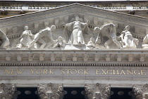 USA, New York State, New York City, Manhattan, Exterior of the Stock Exchange on Wall Street.