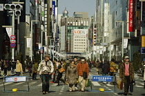 Japan, Tokyo, Ginza, Chuo-dori street  closed to traffic on Sunday.