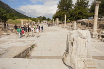 Turkey, Ephesus, Tourists walking along Harbour Street, also known as Arcadiana.